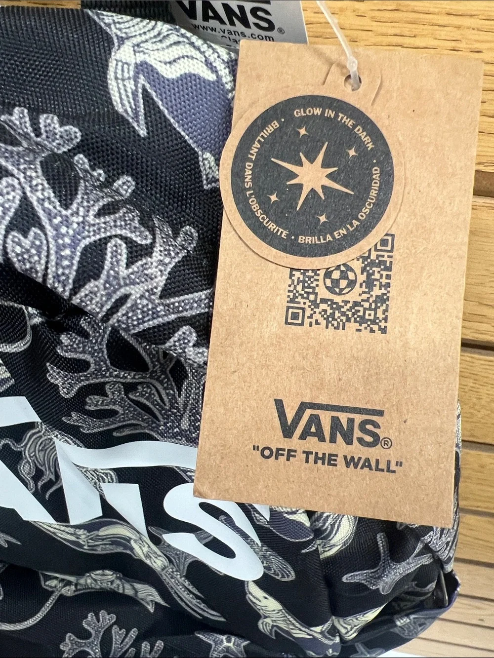 Vans Black Marine Print Backpack with White Logo